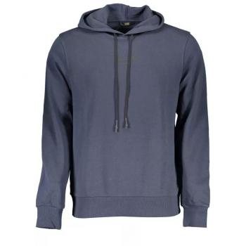 Cavalli Class Blue Cotton Hooded Sweatshirt with Logo Print - S