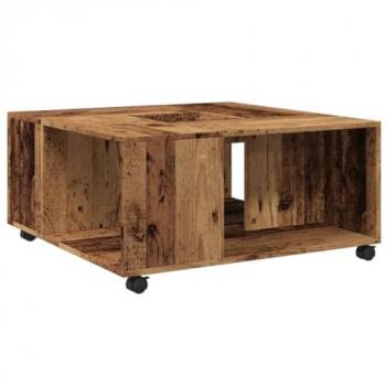 Mesa de centro madera ingeniería color envejecido 80x80x40 cm Marrón