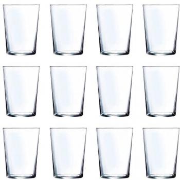 Juego de 12 vasos de cristal de 520 ml, aptos para lavavajillas, ligeros, dimensiones 12,1 x 8,7 cm