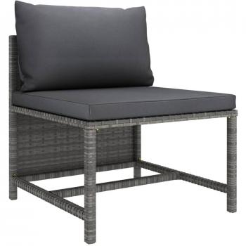 Sofá central modular con cojines en Polyrattan gris