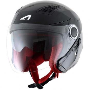 Astone Helmets fibra, Casco Jet, color Gloss Negro, talla L