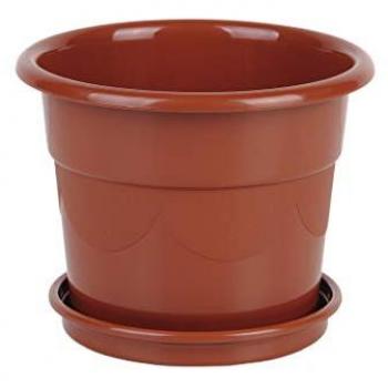 Maceta Dalia Color Marrón 19x16.5 cm con Plato de 16 cm - Pack de 12 Unidades