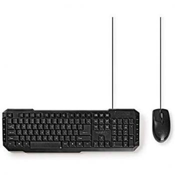 NEDIS Ratón y Teclado Conjunto Set de Ratón y Teclado con Cable | Ratón de 800 PPP | Internacional para EE. UU. Nordic 1.5 m
