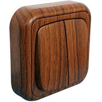 Doble Interruptor de Superficie 10A/250V~ Color Madera Electro Dh 36.480/DC/MD 8430552139958