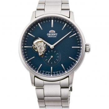 Reloj Orient Contemporary Automatic RA-AR0101L10B para hombre, automático, con caja de acero inoxidable, esfera azul, cristal mineral, resistencia al agua hasta 100 metros, correa de piel