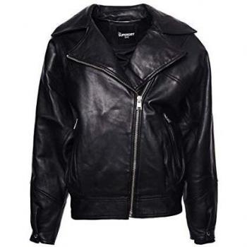 Superdry Mujer Cazadora de Cuero Hybrid de la colección Edit Negro M