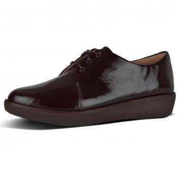 Fitflop Derby, Zapatos de Cordones y Bluchers para Mujer, Rojo