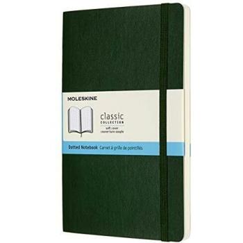 Moleskine -  Cuaderno Clásico con Páginas Puntinada, Tapa Blanda y Goma Elástica, Verde