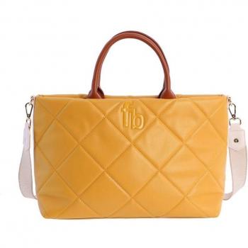 Colors Bolso de mano en tono mostaza con detalles elegantes