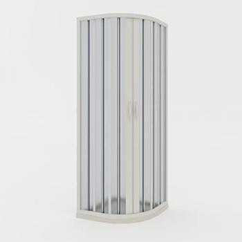 Mampara de ducha plegable semicircular de PVC reducible reversible 80x80 cm h 185 cm modelo Loto con apertura central