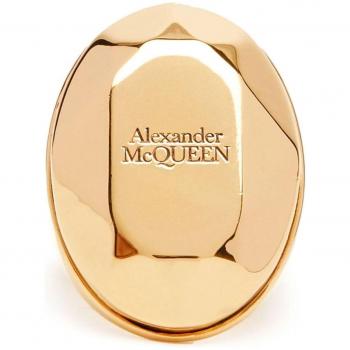 Alexander McQueen Women's Stone Logo Ring in Golden | Size 13 | 757452J160T0448