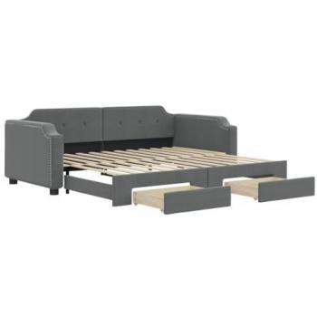 Sofá Cama Nido con Cajones Tela Gris Oscuro 90x190 cm
