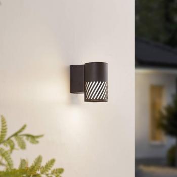 Aplique de exterior Lindby Lurinda, negro, aluminio, Ø 10,5 cm