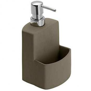 WENKO Dispensador de lavavajillas True Colours Festival taupe - dispensador de jabón, con Soft-Touch Capacidad: 0.38 l, Cerámica Soft-Touch, 10 x 18 x 10 cm, Taupe