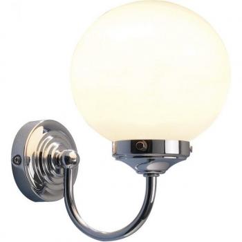 Aplique de pared Barclay de cromo pulido y cristal opal 1 luz con interruptor IP44