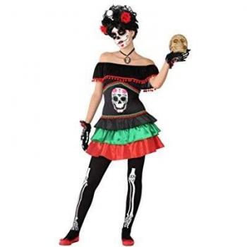 Atosa-61243 Atosa-61243-Disfraz Esqueleto- ADOLESCENTE- Mujer, Multicolor,