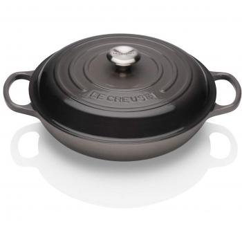 Le Creuset Signature Enamelled Cast Iron Shallow Casserole Dish With Lid, 30 cm, 3.2 Litres, Flint, 2118030444