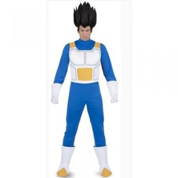 Disfraz para Adultos My Other Me Vegeta Dragon Ball Azul Naranja, incluye camiseta, chaleco, pantalón, guantes y cubrebotas, talla XL