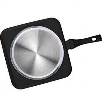 Grunkel - STS-26 - Sartén de Aluminio Cuadrada con Doble Capa Antiadherente y Libre de PFOA. Base de inducción Total Apta para Todo Tipo de cocinas - 26 x 26 cm - Negro
