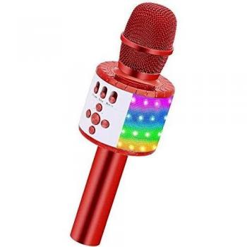 Micrófono Inalámbrico de Karaoke Bluetooth BONAOK con Luces LED Controlables, Máquina Portátil de Karaoke, Altavoz, regalo de Cumpleaños, Juguete de Viaje para Android/iPhone/iPad/Sony/PC