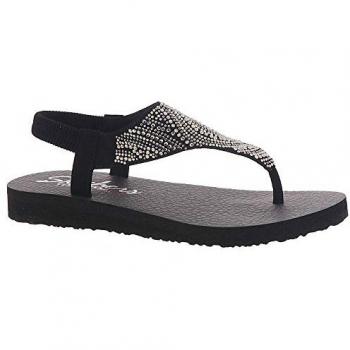 Sandalias Mujer Skechers Modelo Meditation-New Moon con Strass, Color Negro