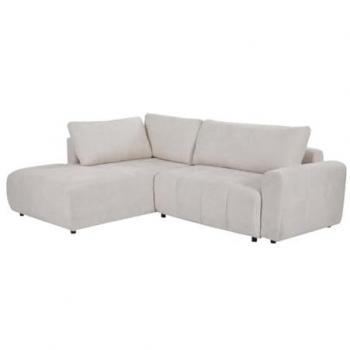 Sofá cama rinconero izquierdo de tela texturada beige RICIA