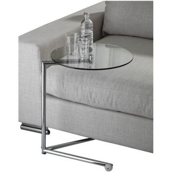 Wink design, Houston, Mesa de centro con ruedas de metal y cristal cromado