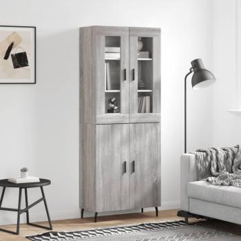 Aparador alto de madera contrachapada gris sonoma 69,5x34x180 cm