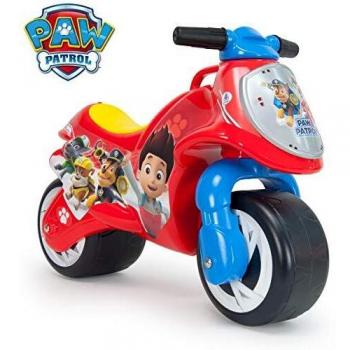 INJUSA - Moto Correpasillos Neox Paw Patrol Roja Licenciada con Decoración Permanente de Chase y Marshall Ruedas Anchas de Plástico y Asa de Transporte para los Padres Recomendada a Niños +18 Meses