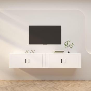 Mueble de TV de pared vidaXL, 2 unidades, color blanco, dimensiones 100x34,5x40 cm, ideal para salón
