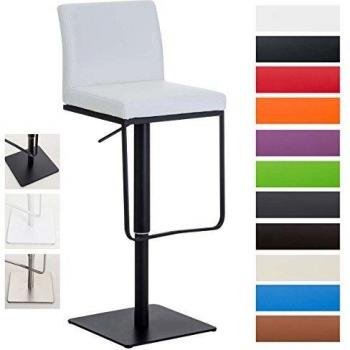 Taburete Bar Panama en Similpelle Blanco y Negro, Altura Regulable 58-82 cm, Giratorio