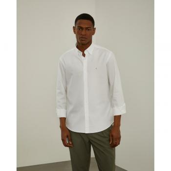Lion of Porches - Camisa en algodón de hombre corte slim con estampado liso en blanco