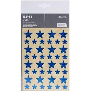 APLI - Bolsa de pegatinas estrella holográficas, color azul 3 hojas