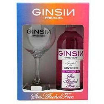 Estuche Ginsin Premium Strawberry 0.70 L con Copa - Special for Gintonic Sin Alcohol