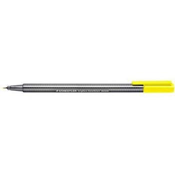 Staedtler 334-101 – Rotulador Fineliner Triplus diseño triangular, punta fina revestida de metal, ancho de línea 0,3 mm aprox. Caja con 10 rotuladores de color amarillo neón