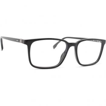 Hugo Boss 1436 Square Acetate Eyeglasses with Full Rim, Black, Unisex, 55mm/16mm/145mm