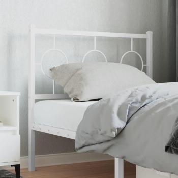 Cabecero de metal blanco de 90 cm con diseño moderno, estructura resistente, acabado en pintura blanca, fácil instalación y compatible con camas de 90 cm