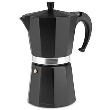 Cafetera Italiana de Aluminio Negra Orbegozo - Capacidad 12 Tazas, Compatible con Gas y Vitrocerámica