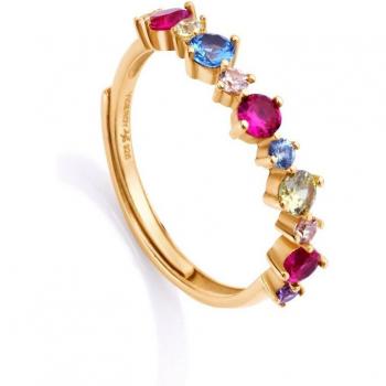 Anillo Viceroy Elegant de plata de ley con baño de oro y circonitas multicolor