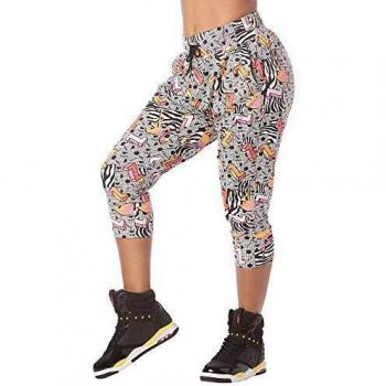 Zumba Capri Pantalon Harem de Entrenamiento Fitness Mallas de Deporte de Mujer, Wear it out White, L