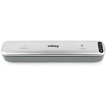 Wëasy SIL85 Envasadora Al Vacío Para Alimentos Secos y Húmedos, Uso Doméstico, 85 W, Bandeja 30 Cm, Selladura Instantánea Segundos, Incluye 10 Bolsas, Acero Inoxidable, Gris, Plata
