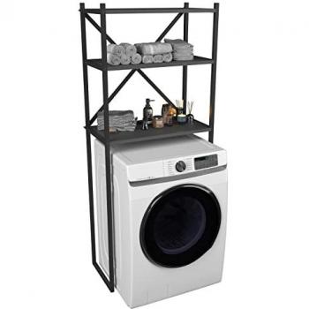 Armario Superestructura Metálico para Lavadora Insasi con 3 Estantes de Madera - Dimensiones: H. 160 x B. 66 x T. 34 cm