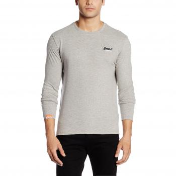 Superdry Orange Label L/S Vintage EMB T, Top para Hombre, Gris