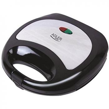ADLER AD3015 Sandwichera Eléctrica para 2 Sandwiches, 4 en Forma de Triángulo, Placas Antiadherentes, Temperatura Automática, Compacta, Acabado Acero Inoxidable, 850W