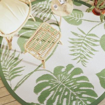 Alfombra de exterior PP verde Ø200 cm Vidaxl