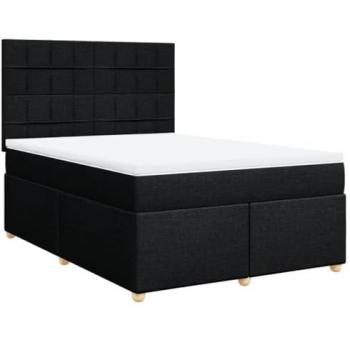 Cama box spring con colchón de tela negro 160x200 cm