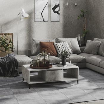 Mesa de centro de hormigón gris y madera multicapa 103,5x60x35 cm