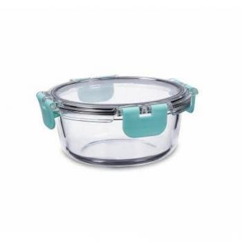 Fiambrera Hermética Redonda de Vidrio Transparente 390 ml - Pack de 12 Unidades