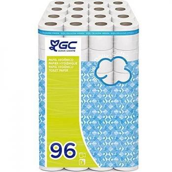 GC Papel higiénico doméstico, de celulosa virgen: 96 rollos de 14 m. c/u; 1344 metros totales de papel de baño