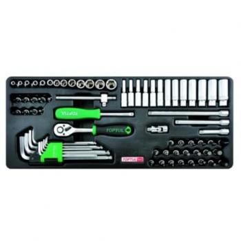Inserto para carro de herramientas TOPTUL GCAT7202 - Kit de herramientas con 72 piezas, fabricado en acero al cromo vanadio, acabado pulido y cromado, incluye llaves de vaso, destornilladores,